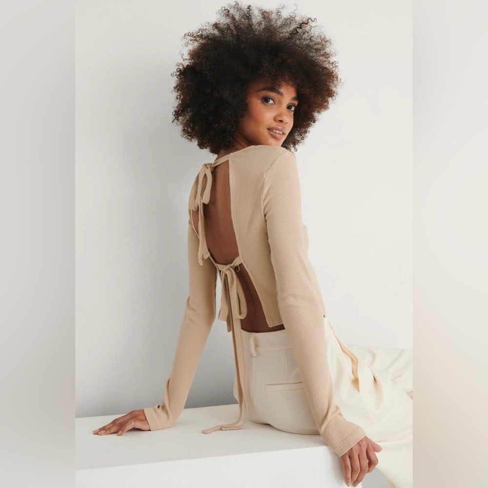 NA-KD Beige Double Knot Top